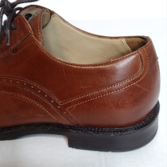 Johnston & Murphy Men's Brown Leather Lace Up Cap Toe Oxford Dress Shoes - Picture 12 of 12
